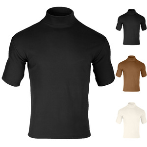 <b>Men's</b> Solid Color Short Sleeve <b>Turtleneck</b> Pullover Knitted <b>Top</b> Summer Wear - Product Image 3
