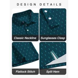 Chemise de golf à manches courtes pour homme, en jersey de polyester/coton, imprimée par transfert thermique, couleur turquoise, coupe classique, logo sur le devant, 180g, respirante - Product Image 5