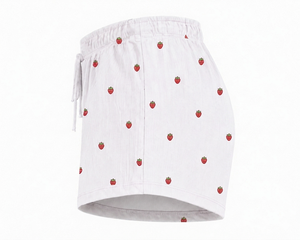 Ensemble pyjama deux pièces pour femme, imprimé fraises, 100% polyester, décontracté, été, short et haut, respirant, tricoté, vêtements de maison - Product Image 5