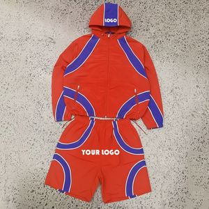 Chándal con Capucha para Hombre, Tallas Grandes, Color Sólido, Bloques de Color, Secado Rápido, Ropa Urbana de Verano, 100% Algodón, Verde y Morado - Product Image 6