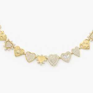 Diamond Heart <b>Statement</b> <b>Necklace</b> 14K 18K Solid Gold Pave Round Baguette Cut Lab Grown Diamond Luxury Bridal Wedding Fine Jewelry - Product Image 4