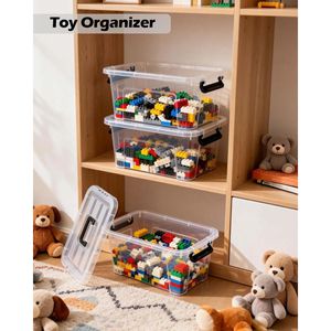 Set di 6 Contenitori di Plastica con Coperchi da 7 Quarti, Scatole Impilabili per Organizzazione e Stoccaggio - Product Image 3