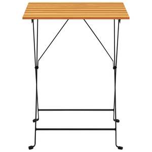 Mesa de bistró de madera maciza de acacia en color marrón y negro de tamaño mediano con estructura de acero - Product Image 3