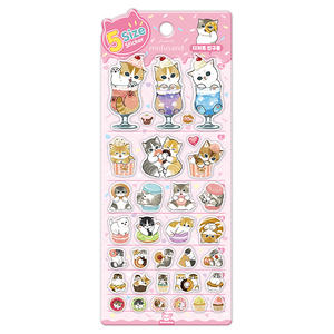 Mofusand - Hoja de pegatinas de gelatina de 5 tamaños, 5 tipos, calcomanías de PVC de personajes coreanos, DAP, pegatinas decorativas troqueladas de personajes coreanos para - Product Image 2