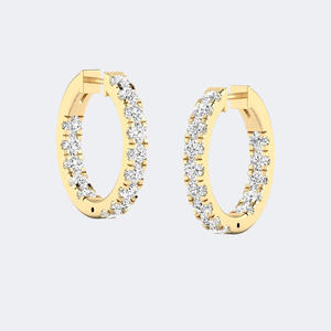 Pendientes de Aro Grandes con Diamantes Redondos de 3.65CTW, Oro de 14k, Diamantes Cultivados en Laboratorio, Color D, Claridad VVS, Brillo Interior y Exterior, Joyería para Mujer, Par - Product Image 3