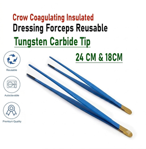 2 Piezas Pinzas de Coagulación Aisladas Crow de 18cm y 24cm con Punta de Carburo de Tungsteno para Electrocirugía y Diatermia - Product Image 2