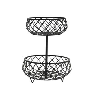 Panier de rangement à double niveau pour la maison, panier à fruits moderne avec structure en fer durable - Product Image 1