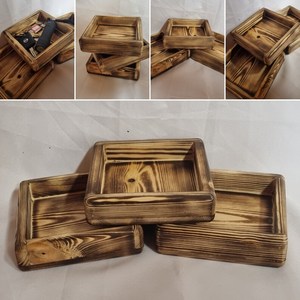 Handmade Oak Wood Square Tray Small Serving Tray & Workspace Desk Organizer Tray By HWC - Product Image 6
