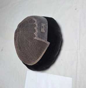 Half <b>Wig</b> Human Hair Toupee Mesh Cap Natural Black Hair System For <b>Men</b> - Product Image 5