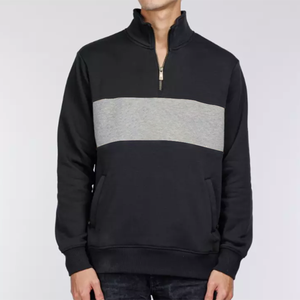 Sweat-shirts à demi-zip pour hommes en coton 100% teint de qualité supérieure, imprimés en sérigraphie, bicolores, grandes tailles, vêtements d'hiver, sweats à capuche - Product Image 2