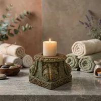Support de bougie vintage en bois sculpté à la main, style rustique, pour jardin, entrée, salon, chambre, salle à manger