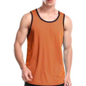 Camiseta sin mangas de punto naranja para hombre, cuello redondo, color sólido, transpirable, estilo deportivo, precio económico - Product Image 2