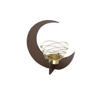 Hilal lune en bois or bougeoir croissant photophore islamique décoratif bougeoir Style arabe décor à la maison pièce - Product Image 1