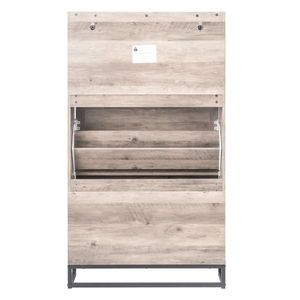Barn Door Three-Drawer Cabinet with Top Panel Shoe Rack 80*24*145cm Particleboard Washed Gray Finish - Product Image 2