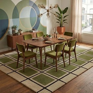 Tapis moderne à carreaux verts, moelleux et doux, pour salon, chambre, chambre d'enfant, décoration intérieure, style géométrique - Product Image 6