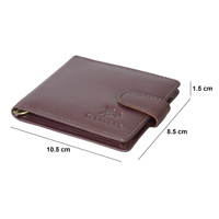 Dompet Pria Kulit Asli Coklat Tua Mewah, Penjepit Uang, Penutup Snap, Tempat Kartu Lipat Dua, Aman RFID, Dompet Kulit Kompak