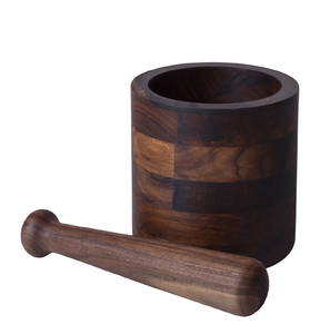Wood Mortar & Pestle with Brass Handle Eco-Friendly Kitchen Tool for Easy <b>Grinding</b> Spices & Herbs Dishwasher Safe - Product Image 4