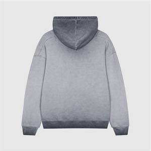 Sudadera con Capucha para Hombre, 100% Algodón, 420 GSM, Peso Pesado, Negra Desgastada, Lavada al Ácido, con Bolsillo Frontal con Logotipo, Estilo Vintage, Invierno - Product Image 2
