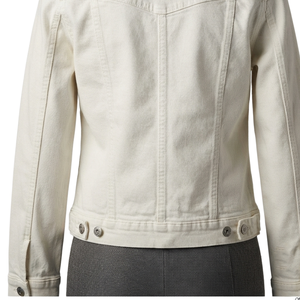Veste en jean personnalisée OEM pour femme, écologique, matelassée, respirante, à manches longues, avec poches boutonnées, grande taille, à prix bas - Product Image 4