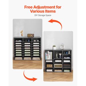 Organizzatore da Scrivania in Legno con 24 Scomparti, Cassettiera in MDF con Ripiani Regolabili per Ufficio - Product Image 5