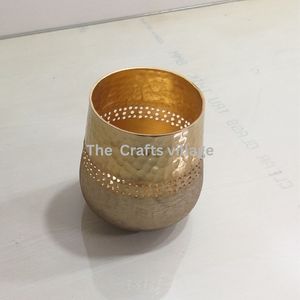 Handmade Hammered Metal Tabletop <b>Vase</b> <b>Gold</b> Finish Decorative Flower <b>Vase</b> Elegant Home Decor Centerpiece Accent Gift - Product Image 2