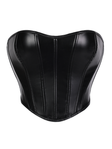 Corset Bustier Vintage Sexy en Cuir Véritable Noir pour Femme, Modèle Personnalisé, Sans Bretelles, Col Cœur, Effet Sculptant, Vente en Gros - Product Image 1