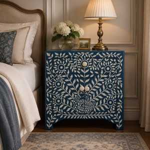 Classic Design Barroco <b>Queen</b> Size <b>Bed</b> Side Table Personalized Color Teak Wood Hand Carved Adjustable <b>Storage</b> Bedroom Furniture - Product Image 4