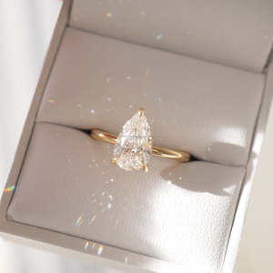 Bague de fiançailles solitaire en diamant de laboratoire certifié IGI, taille poire, 2 carats, or jaune massif 14 carats, cadeau de mariage, bijoux pour femmes - Product Image 4