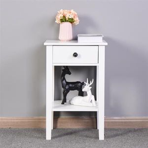 White Bathroom Floor Standing Storage Table with Drawer for Nightstands - Product Image 4