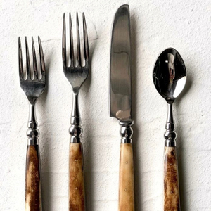 Juego de Cubiertos de Acero Inoxidable de 5 Piezas con Mango de Hueso, Juego de Cubiertos con Tenedor, Cuchara y Cuchillo para Mesa de Boda - Product Image 3