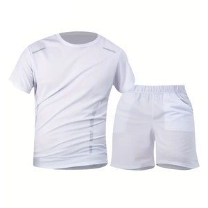 เสื้อกีฬาผู้ชายสีดำ แห้งเร็ว ระบายอากาศได้ดี เป็นมิตรกับสิ่งแวดล้อม แขนสั้น ผ้า Neoprene ลายทางสีเทา สำหรับใส่ออกกำลังกาย - Product Image 2