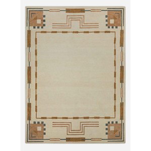 Vintage Art Deco Border Carpet Neutral Geometric Woolen Area Rug Modern Tufted Living Room Bedroom Decorative Luxury Floor Decor - Product Image 1