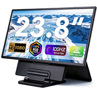 Moniteur portable LCD IPS FHD 1080P de 23,8 pouces, 100 Hz, écran large pour ordinateur portable, temps de réponse de 10 ms, plug-and-play pour le bureau et les voyages