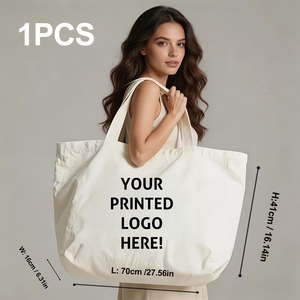 Custom Canvas Tote Bag Reusable Shopping Shoulder Bag Printed Logo Solid Large Capacity Supermarket Travel Daily Use Bangladesh - Product Image 3