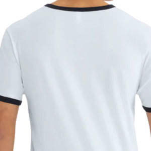 T-shirt décontracté pour homme en coton, col rond contrastant, manches courtes, doux et respirant, idéal pour le streetwear et la mode - Product Image 4