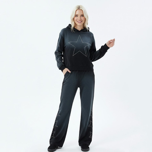 ชุดวอร์มประดับเพชรแบบไล่สี |   ชุดสตรีทแวร์ผ้าฝ้ายโอเวอร์ไซส์สุดเทรนดี้สำหรับทุกเพศ - Product Image 3