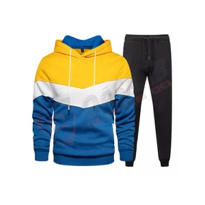 Patchwork à blocs de couleurs respirant coupe ajustée vente en gros personnalisé hommes 2 pièces survêtements-ensembles polyester-jogging survêtements - Product Image 5