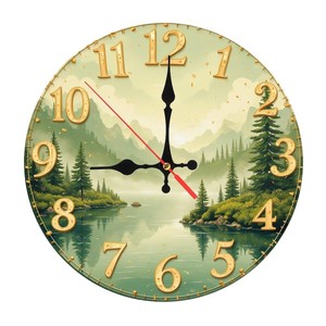 Reloj de Pared de Madera de Cedro Hecho a Mano con Paisaje de Montaña, Venta al por Mayor en Moradabad - Product Image 1
