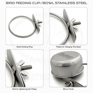 Comedero para Pájaros Reutilizable de Acero Inoxidable con Abrazadera para Colgar en la Jaula, Tamaño 4x2 Pulgadas, Taza para Agua y Comida - Product Image 4