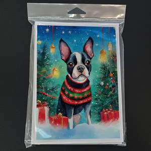 การ์ดอวยพรคริสต์มาส whimsical Boston Terrier พร้อมซองจดหมายขนาด8 A7ขนาด5x7 - Product Image 3