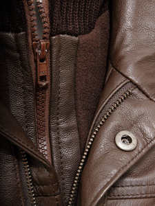 เสื้อโค้ทหนังสีน้ำตาลสไตล์เทรนช์โค้ทสำหรับผู้ชาย พร้อมเข็มขัด ดีไซน์ขาดๆ แบบพรีเมียม เหมาะสำหรับฤดูหนาว - Product Image 3