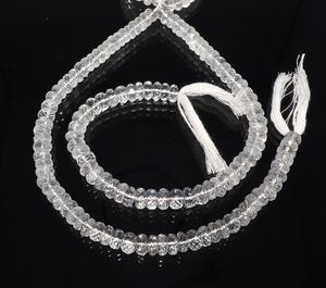 ลูกปัดคริสตัลทรงรอนเดลล์สีขาวธรรมชาติ AAA ขนาด 8-8.5 มม. ลูกปัดอัญมณีคริสตัล 10 นิ้ว ลูกปัดคริสตัลทรงรอนเดลล์สำหรับทำเครื่องประดับ - Product Image 1