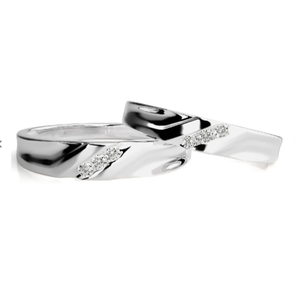 925 Sterling <b>Silver</b> Leaf Zircon Eternity Band <b>Couple</b> <b>Rings</b> with Bezel Setting and Romantic Style - Product Image 1