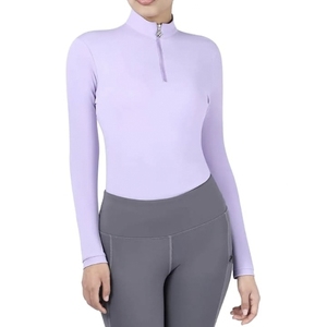 Lightweight High Neck Zip <b>Long</b> <b>Sleeves</b> <b>Base</b> <b>Layer</b> Sports Wear Quick Dry Breathable Polyester/Spandex for Horse Riding Outdoor - Product Image 3