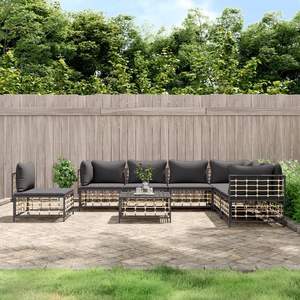 Ensemble de salon de patio en poly rotin anthracite 8 pièces avec coussins ensembles de jardin - Product Image 1