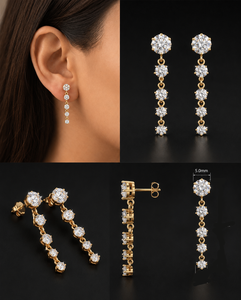 Pendientes Clásicos de Plata de Ley 925 con Diamantes Tishya y Moissanita de 2 Quilates, Chapados en Rodio, para Mujer, Ideales para Bodas y Regalos - Product Image 5