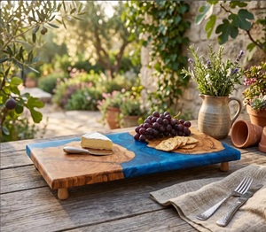 Tabla de charcutería de resina con diseño de olas oceánicas, tabla de servir queso de madera, tabla de cortar de epoxi hecha a mano con diseño de playa, tabla de cortar de madera. - Product Image 6