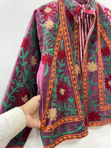 Chaqueta de Terciopelo Estilo Bomber para Mujer, Bordado Floral, 100% Algodón, Cuello Alto Suave, 600g, Logotipo Frontal, para Todas las Temporadas, Ropa de Fiesta - Product Image 6