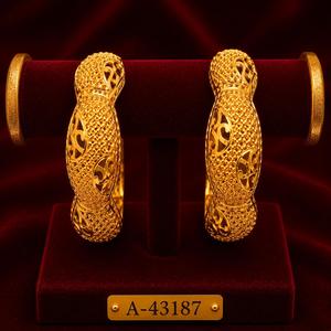 MOLL JEWELLERS กำไลทองชุบลายดอกไม้สุดหรูประดับเพชรซิร์คอน |   กำไลข้อมือเจ้าสาวแบบอินเดียสำหรับผู้หญิงในงานปาร์ตี้ รุ่น A-43187 - Product Image 1