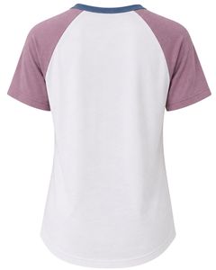 เสื้อยืดแร็กแลนสีชมพูอมเทาและสีน้ำเงินเดนิมแบบสั่งทำพิเศษสำหรับผู้หญิง คอกลม แขนสั้น ผ้าฝ้ายผสมเนื้อนุ่ม แฟชั่นฤดูร้อน - Product Image 2